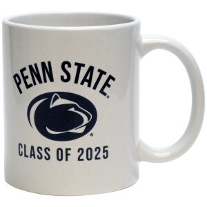 white ceramic mug with Penn State arched above Athletic Logo and Class of 2025